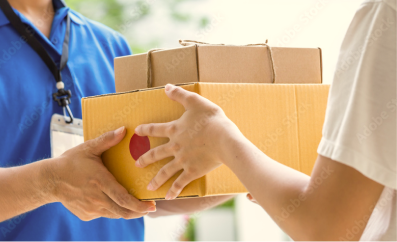 配達を受け取る様子